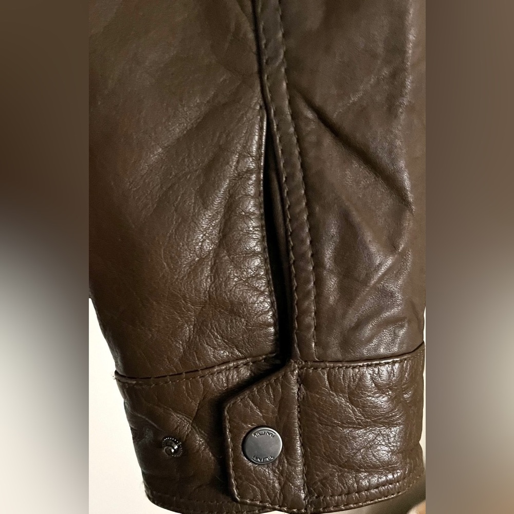 Tumi Aviator Leather Coat Brown Burnished Leather -Medium - Picture 5 of 7